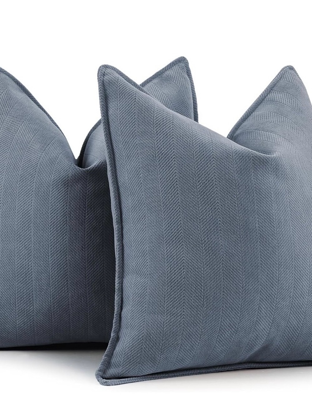 Dusty Blue Herringbone Decorative Throw Pillow Covers (20x20, set of 2)